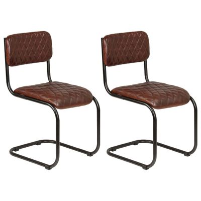 vidaXL Eetkamerstoelen 2 st echt leer bruin vidaXL Eetkamerstoelen 2 st echt leer bruin