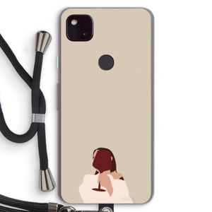 I drink wine: Pixel 4a 5G Transparant Hoesje met koord