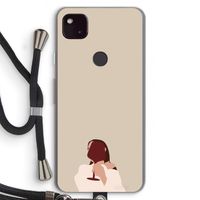 I drink wine: Pixel 4a 5G Transparant Hoesje met koord