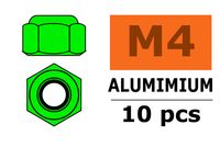 Zelfborgende zeskantmoer M4 "Groen", Aluminium (10st)