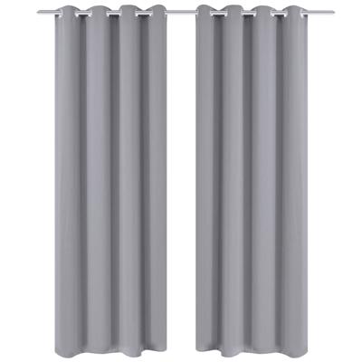VidaXL Gordijnen met metalen ringen 135 x 245 cm 2 stuks (grijs)