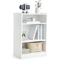 Boekenkast Staand Rek met 3 Vakken Plank met Verstelbare Planken 30 x 50 x 75 cm Wit