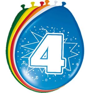 8x stuks Feestartikelen Ballonnen 4 jaar