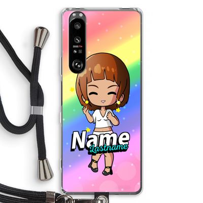Chibi Maker vrouw: Sony Xperia 1 III Transparant Hoesje met koord