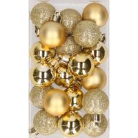 Kleine kerstballen - goud - D3 cm - kunststof - mat/glans/glitter - kerstversiering - thumbnail