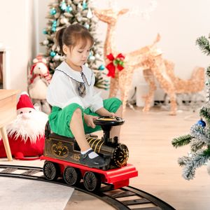 6V Elektrische Kindertrein om op te Zitten met 16 Stukken Spoor voor Kinderen Vanaf 3 Jaar. Zwart