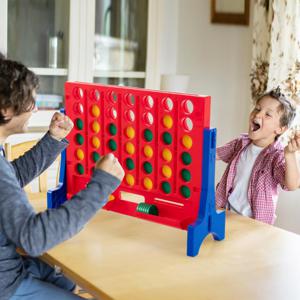 Reuze 4-op-Een-Rij Spel Connect 4 Reuze Spelset met Draagtas & 42 Stukken Binnen Buiten Bordspel voor Volwassenen Kinderen