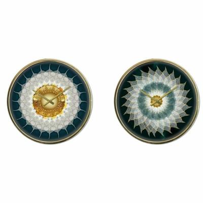 Muurklok DKD Home Decor Kristal Gouden Turkoois Ijzer Modern (2 Stuks) (40 x 6 x 40 cm)