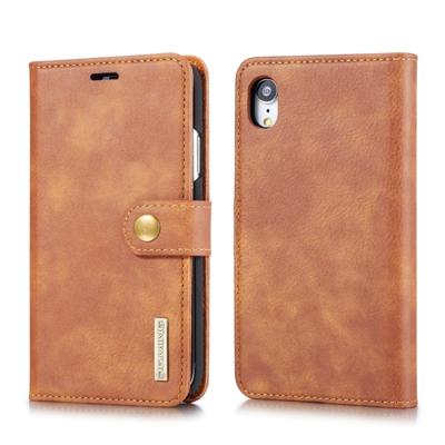 Dg. MING Crazy Horse textuur Flip afneembare magnetische lederen case voor de iPhone XR met houder & card slots & portemonnee (bruin)