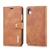 Dg. MING Crazy Horse textuur Flip afneembare magnetische lederen case voor de iPhone XR met houder & card slots & portemonnee (bruin)