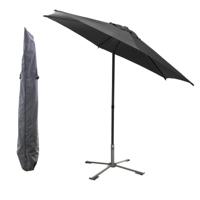 Hespiride tuin terras Parasol Soya - antraciet - D270 x H220 cm - met kruisvoet - en beschermhoes