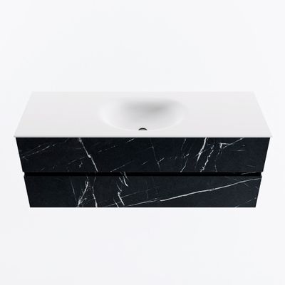 MONDIAZ VICA 130cm badmeubel onderkast Marquina 2 lades. Wastafel MOON midden zonder kraangat, kleur Talc.