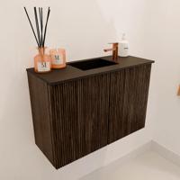 Toiletmeubel Mondiaz Joya | 60 cm | Meubelkleur Walnut | Faye wastafel Urban Midden | 1 kraangat Toiletmeubel Mondiaz Joya | 60 cm | Meubelkleur Walnut | Faye wastafel Urban Midden | 1 kraangat