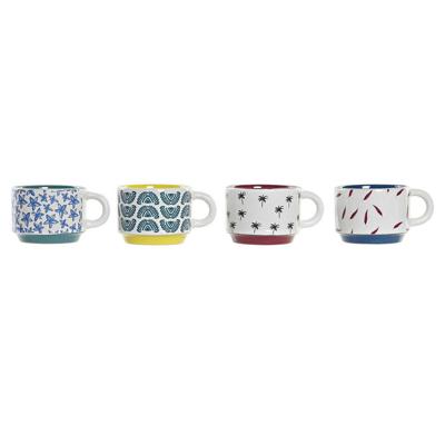 Set van koffiekopjes DKD Home Decor Geel Blauw Multicolour Turkoois Kastanjebruin Metaal Keramiek 150 ml
