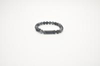 JOSH Heren Armband met Natuursteen Matt Grey-Lava | 09313-BRA