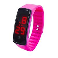 LED digitale display siliconen armband kinderen elektronische horloge (roze)