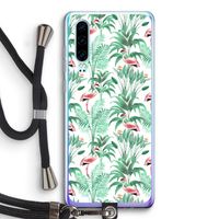 Flamingo bladeren: Huawei P30 Transparant Hoesje met koord