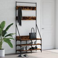 VidaXL Kledingrek met schoenenrek 90x34x184 cm gerookt eikenkleurig