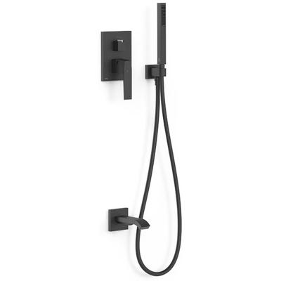 Regendouche set Tres Slim | Inbouw | Mengkraan | 2-weg | Vierkant | Zwart mat