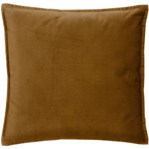 Bank/sierkussens huiskamer Sophia - 55 x 55 cm - Goud/bruin - polyester - met rits