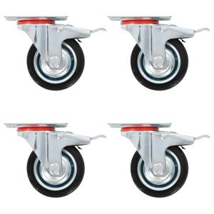 VidaXL Zwenkwielen met dubbele remmen 4 st 75 mm