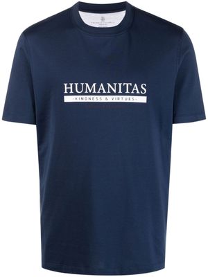 Brunello Cucinelli t-shirt en coton à slogan imprimé - Bleu