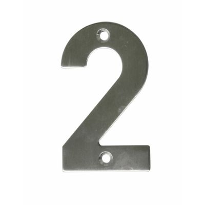 AMIG Huisnummer 2 - massief Inox RVS - 10cm - incl. bijpassende schroeven - zilver