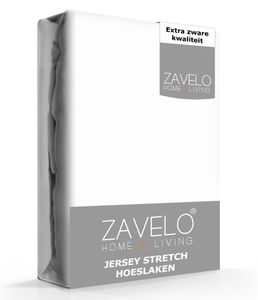 Zavelo® Jersey Hoeslaken Wit-Lits-jumeaux (160x200 cm)