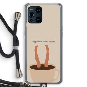 Aggressively drinks coffee: Oppo Find X3 Transparant Hoesje met koord