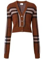 Burberry cardigan crop à carreaux en jacquard - Marron - thumbnail