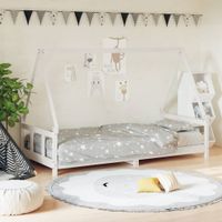 Kinderbedframe 90x200 cm massief grenenhout wit - thumbnail