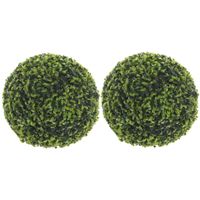 3x stuks buxus bollen Theeblad groen D27 cm kunstplant