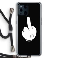 Middle finger black: Oppo Find X3 Transparant Hoesje met koord