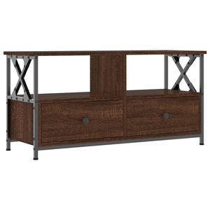 The Living Store Industriële TV-kast - 90 x 33 x 45 cm - Bruineiken hout en ijzer