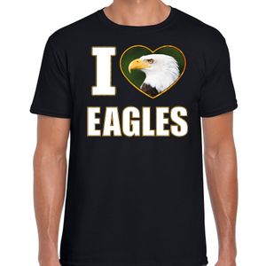 I love eagles t-shirt met dieren foto van een amerikaanse zeearend zwart voor heren