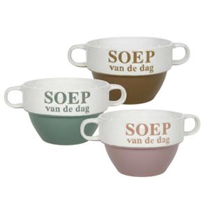 Soepkommen/schaaltjes - Soep van de dag - 6x stuks - multi kleuren - keramiek - D12 x H8 cm