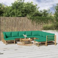 11-delige Loungeset met kussens bamboe groen