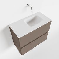 Toiletmeubel Mondiaz Ada | 60 cm | Meubelkleur Smoke | Lex wastafel Talc Rechts | Zonder kraangat Toiletmeubel Mondiaz Ada | 60 cm | Meubelkleur Smoke | Lex wastafel Talc Rechts | Zonder kraangat