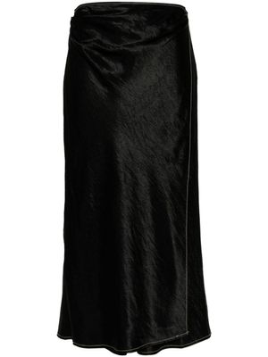 Acne Studios jupe-portefeuille à fini satiné - Noir