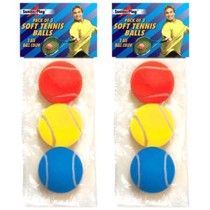 Set van 6x stuks gekleurde soft foam tennisballen 7 cm