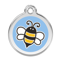 Bumble Bee Light Blue roestvrijstalen hondenpenning large/groot dia. 3,8 cm - Reddingo