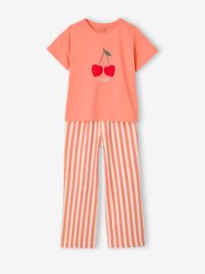 Meisjesset T-shirt + broek met wijde pijpen koraal