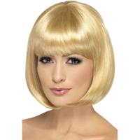 Verkleed damespruik Bob-line kapsel - Blond - met pony - Carnaval pruiken