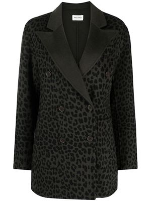 P.A.R.O.S.H. blazer croisé à imprimé léopard - Vert