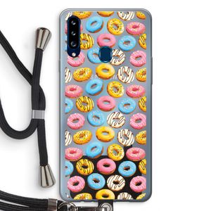 Pink donuts: Samsung Galaxy A20s Transparant Hoesje met koord