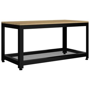 vidaXL Salontafel 90x45x45 cm MDF en ijzer lichtbruin en zwart