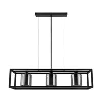 Eglo Hanglamp Brisling staal zwart /glas gestoomd zwart-transparant - thumbnail