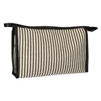 Traveller Toilettas stripe zwart creme 30x20cm