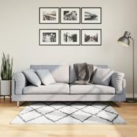 VidaXL Vloerkleed pamplona shaggy hoogpolig 120x120 cm crème en zwart