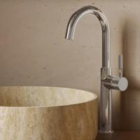 Wastafelkraan SaniClear Highriser Curved | Opbouw | Mengkraan | Hoog model | Chroom